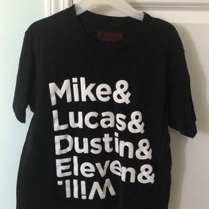 Stranger things black and white crop top w/ names